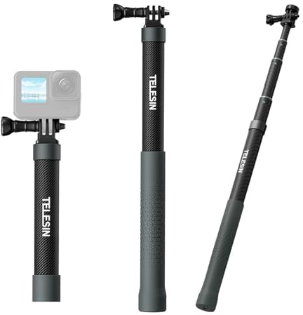 Selfie Stick Carbon Fiber Monopod Pole Extendable Invisible 120cm/47.2 inch für GoPro Insta360,Wasserdichtes Monopod für GoPro Hero 13 12 11 10 9 8, Insta360, One R X2 X3 Go 2, DJI Action