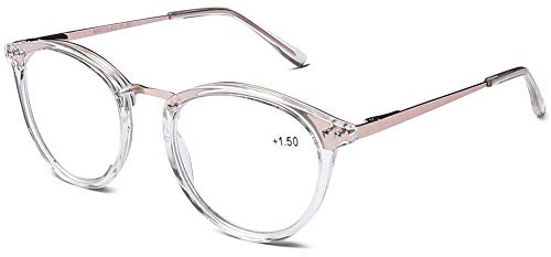 DOOViC Lesebrille Blaulichtfilter Rund Rahmen Brille mit Sehstärke