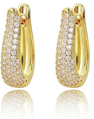 Örhängen kvinnor guld delikata örhängen flickor fashionabla lätta örhängen kreoler allergivänliga örhängen 18K Huggie örhängen guldpläterade damer modesmycken för kvinnor och flickor, Koppar
