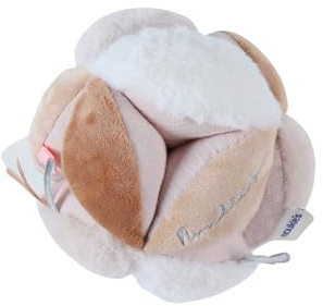 Noukie's - Greifball - Motorische und sensorische Entwicklung - 12 weiche Pads - Feinmotorik und Koordination - Ecru-, Beige- und Karamelltöne - Ø 15 cm - ab Geburt