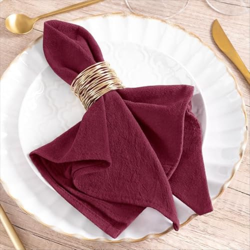 MLMW Weihnachtliche Stoffservietten, Burgunderrot, Abendessen, Baumwolle, Set mit 8 Stück, waschbar, 40,6 x 40,6 cm, für rustikale Hochzeit, Party, Babyparty, Brautparty, Geburtstag, Tischdekoration