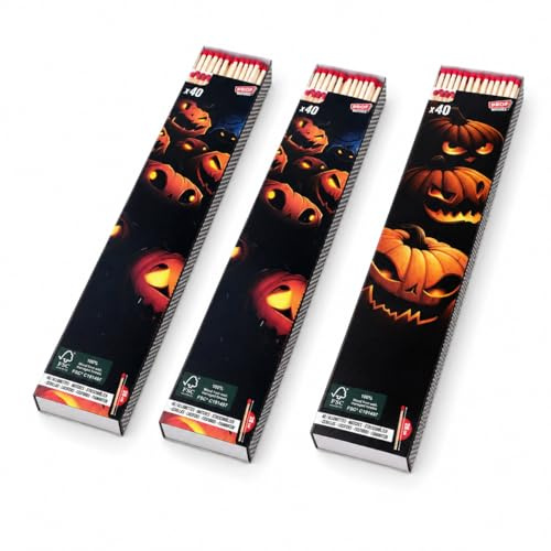 jameitop® 3 XXL/Jumbo Packungen Streichhölzer Halloween Schachteln 280MM Hölzer = 120 Zündhölzer im Set Extrem lang