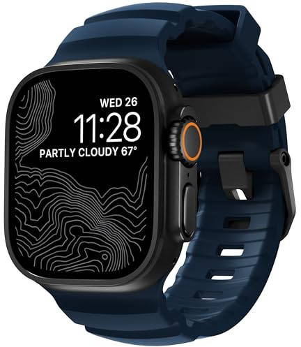 NOMAD Apple Watch Sportband – Atlantblå, 45/49 mm, titanhårdvara, robust band för män och kvinnor – Apple Watch Ultra kompatibel