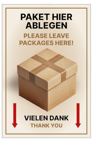 Hinweisschild Pakete hier ablegen 30x20cm Alu/Dipond Paketbox Schild Leave packages here