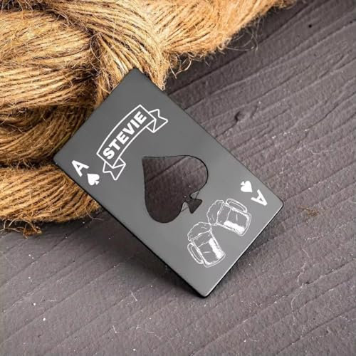 Regalos para padrinos de boda, abridor de botellas Ace of Spades, regalo de boda para padrino/padrino de boda, abrebotellas personalizado, abridor de cerveza grabado (negro, 50 unidades)