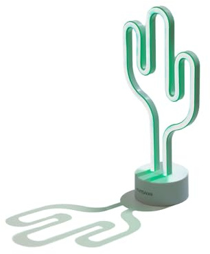 Muitomas, Lampada Neon da Scrivania, Scritta al Neon da Tavolo con Luce Colorata e Brillante, Decorazione per Ufficio o Studio a Forma di Cactus, Potenza 5W, Input 5V/1A