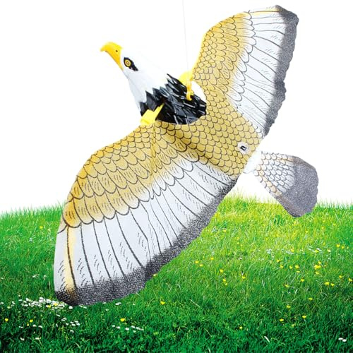 Faux leurre de faucon volant – Ornement effrayant pour petits oiseaux, modèle dissuasif | Outil de décoration visuelle de jardin, effrayeur d'oiseaux réaliste avec action de swoop, faucon suspendu