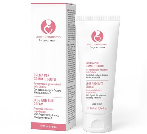 DERMOMAMMA Crema per Gambe e Glutei con azione Tonificante e Rimodellante contro gli Inestetismi della Cellulite, Vegan e Green Formula, Indicata in Gravidanza e Allattamento 200ml