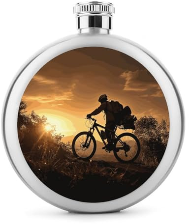 Flasque ronde portable en forme de vélo de montagne en acier inoxydable de 150 ml pour homme et femme
