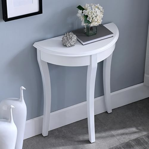 DJJYCTNM Tavolo Consolle, Consolle Ingresso a Mezzaluna,Tavolino da Divano in Stile Rustico Dietro Il Divano per Ingresso, Corridoio, Soggiorno(White)