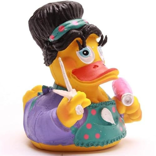 Duckshop I Badeente Friseuse - lila I Quiescheente I Quietscheentchen I Geschenk für Friseure I Präsent Sammler (Badeente Friseuse -lila-)