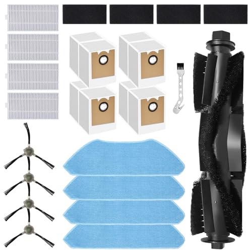 Pièce de Rechange pour Lefant M2 / M2 Pro / M2S Pro / M2 Plus aspirateur Robot Accessoires, 1 Brosse Principale, 4 serpillières, 4 Sacs à poussière, 4 filtres, 4 brosses latérales