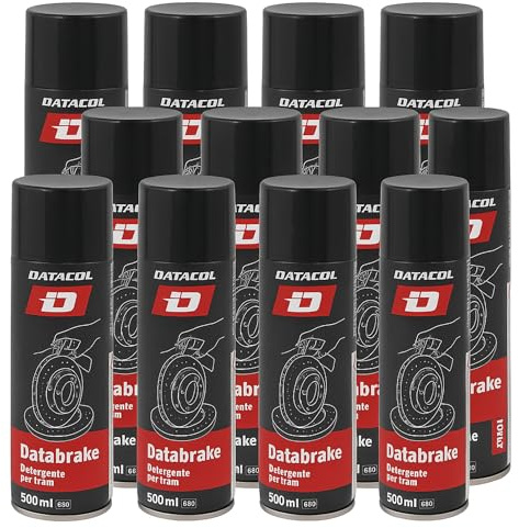 Genérico Datacol Databrake | Limpiador de Frenos Profesional en Spray | Eliminador de Grasa, Aceite y Polvo de Freno | 500 ml | Pack 12 Unidades