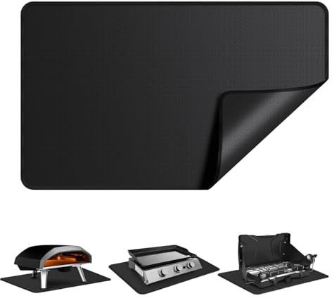 AABDTYYD Tapis Barbecue Sol Exterieur & Tapis Ignifuge - Noir Protection Triple Couche Composite avec Revêtement Silicone Liquide pour Cuisson, Jardin et Cuisine (60x40cm)
