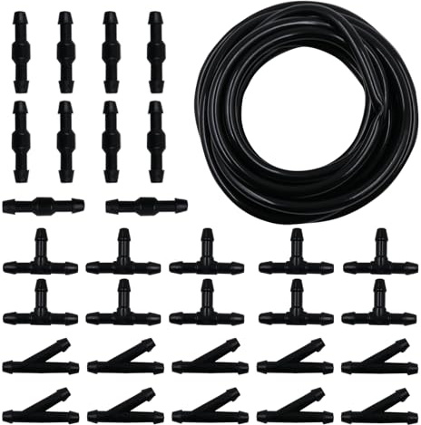 Ennoxwi Wischwasserschlauch Reparaturset, 30-teiliges Schlauchverbinder-Set in 3 Arten mit 3m Scheibenwaschanlage Schlauch, Universelles Reparatur-Kit für Automobil-Wischwasseranlagen