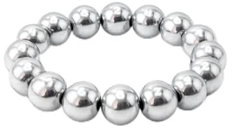 PURAJA Ädelstensring av äkta natursten: hematit | elastisk anti-stressring | pärlring av högkvalitativa mineraler, One-Size, ädelstenar, Hematit