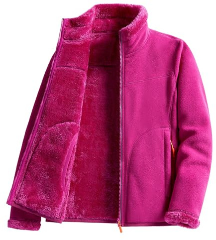 Abrigos de forro polar con cremallera completa para mujer, abrigo grueso de invierno con cremallera y cuello alto, chaqueta de forro polar con bolsillos, color sólido, sherpa, térmica, gruesa, para