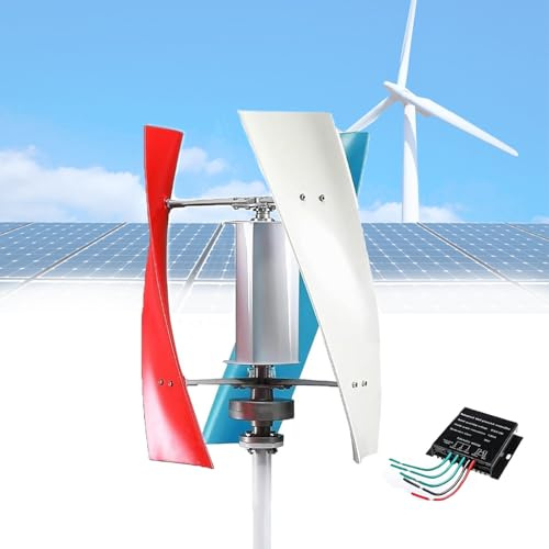 Jiayiyoux Generatore Eolico A Elica Verticale da 100 W, con Generatore A Magneti Permanenti E Regolatore Mppt, Ideale per Impianti Ibridi Solari-Eolici, per Abitazioni, Imbarcazioni,Mix,24V