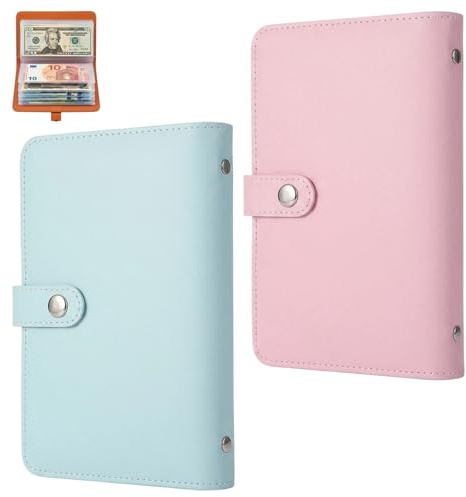 2-Pack Money Saving Wallet, Budget Binder and Savings Challenge Book, Money Wallets for Cash UK, Structured Cash Management System for Couples and Young Adults, Blue and Pink