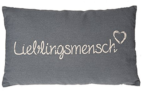Schönes Dekokissen - Lieblingsmensch - Grau - 30 cm x 50 - Baumwolle - Wurfkissen