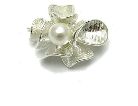Sterling Silber Brosche Blume mit 8mm perle massiv 925 Empress