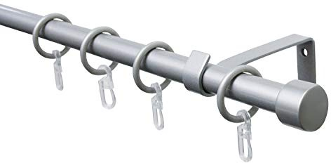 Gardinia 32881 - Juego de Barra de Cortina, 1 Tapa, Juego Completo, Incluye Material de fijación, Longitud 130-240 cm, Metal/plástico, Plata
