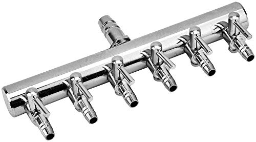 Aquarium Luftverteiler Luftstromregler Rückschlagventil Aquarium Luftregelventil Edelstahl Luftabsperrhahn Aquarium Luftpumpe Zubehör für 4/8mm Schlauch Luftpumpe(6 Wege)