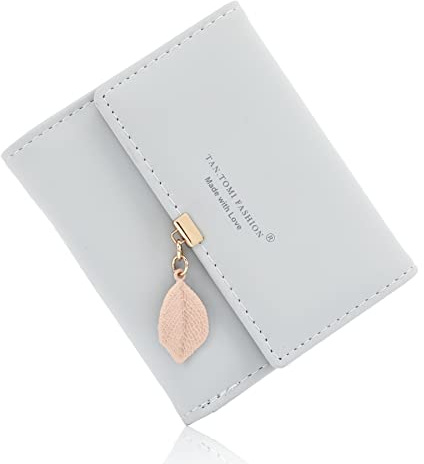 CALIYO Geldbeutel Damen aus Glattem und Weichem Synthetisches Leder Geldbörse klein Kurzformat Portemonnaie Farben mit vielen Fächern（Hellblau）