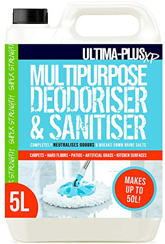 Ultima-Plus XP Multipurpose Deodoriser and Sanitiser - Neutralises Odours and Breaks Down Urine - Perfect for Hard Floors, Surfaces, Patios, Artificial Grass and More (5 Litres)