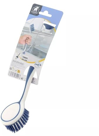 ÉLÉPHANT Maison - Brosse Vaisselle Ventouse - Prise En Main Anti-Glisse - Fibres Nylon - Se Range Facilement - Ventouse Intégrée, Souple & Solide - Haute Qualité