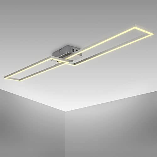 B.K.Licht - LED Deckenlampe schwenkbar, warmweiße Lichtfarbe, 40 Watt, 4000 Lumen, Deckenleuchte, LED Lampe, Wohnzimmerlampe, Schlafzimmerlampe, Küchenlampe, 110x24,8x8 cm, Chrom-Alu