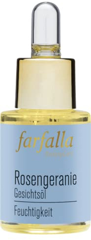 farfalla Rosengeranie Gesichtsöl - 15ml - Feuchtigkeitsspendendes Pflegeöl - Hautöl für Trockene Haut - 100% zertifizierte Naturkosmetik