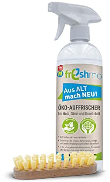 Freshmo Outdoor-Reiniger - inkl. Bürsten – Öko-Auffrischer für Holz, Stein & Kunststoff – entfernt Grauschleier & Verfärbungen - Holzreiniger