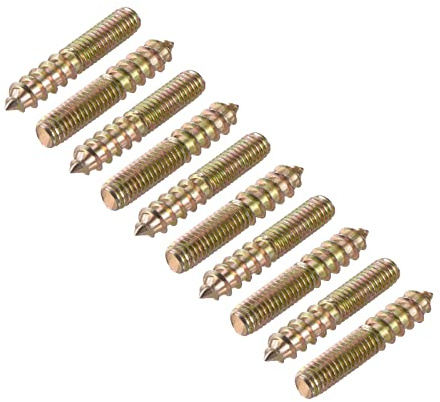 sourcing map Double Ended Screws (M6x35mm) 20pcs, Hanger Bolts Carbon Steel Self-Tapping Double Sided Screws - for Home Repairs
