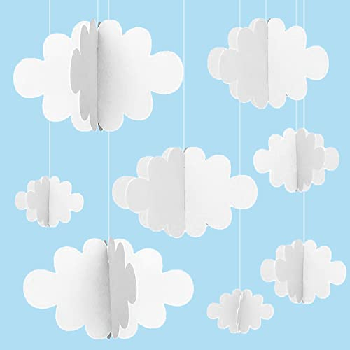 Vordpe 16 Stück 3D Wolken Hängende Dekorationen für Decke, Künstliche Requisiten und Ornamente für Kinderzimmer, Babytaufe, Party, Hochzeit, Bühnendekor