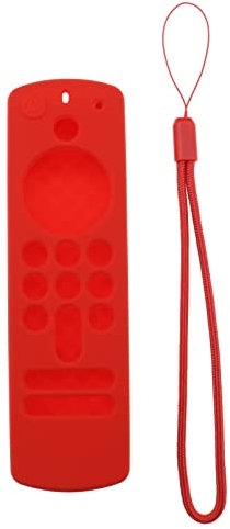 YINETTECH Étui de Protection pour Télécommande avec Dragonne Compatible avec Alexa Voice Remote 2021 (3e génération) / Fire TV Stick 4K 2021 Étui en Silicone, Rouge