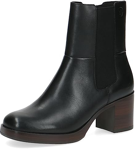 CAPRICE Damen Stiefeletten mit Absatz Memotion aus Leder Blockabsatz Weite G, Schwarz (Black Nappa), 38 EU