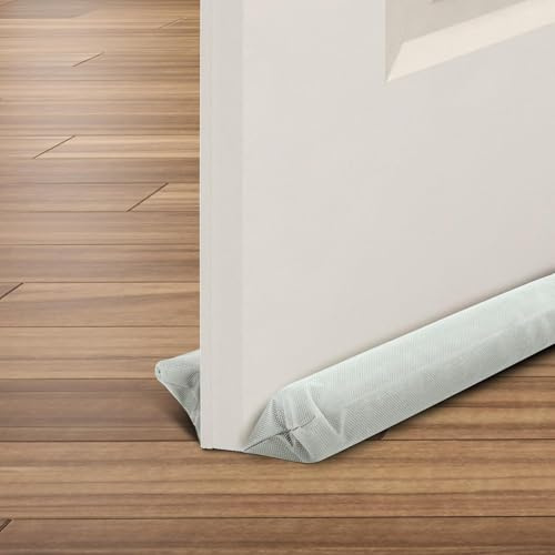 CUQOO Under Door Draught Excluder – Adjustable Door Draft Stopper for Gaps Up to 3.8cm, Noise & Wind Blocker, Double-Sided Door Seal for Front & Internal Doors, Foam Draft Excluder Cushion, Grey