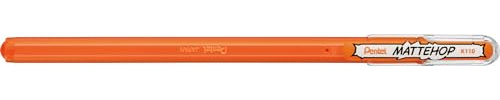 Pentel K110-VFX Mattehop - Bolígrafo roller de tinta de gel con tinta de alta cobertura en acabado mate, modelo con tapa, 1 unidad, color naranja