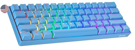 Geeky GK61 60% | Hot Swappable Mechanische Gaming-Tastatur | 61 Tasten Multi Color RGB LED Hintergrundbeleuchtung für PC/Mac Gamer| ANSI US Amerikanisches Layout (Blau, Mechanical Speed Silver)