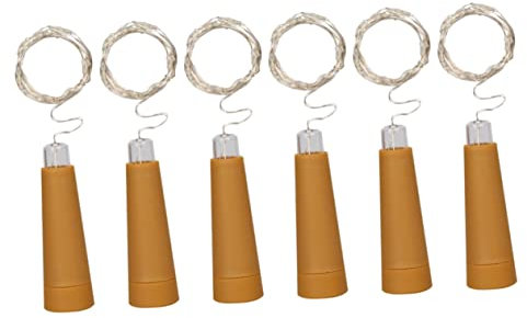 HOMSFOU 6 Stk Lichterketten Aus Kork Geführter Wein Weinflaschenlichter Mit Kork Partylicht Beleuchtete Weinflaschen Dekor Mini Lichterketten Aus Glasflaschen Batterie Plastik Außenlicht