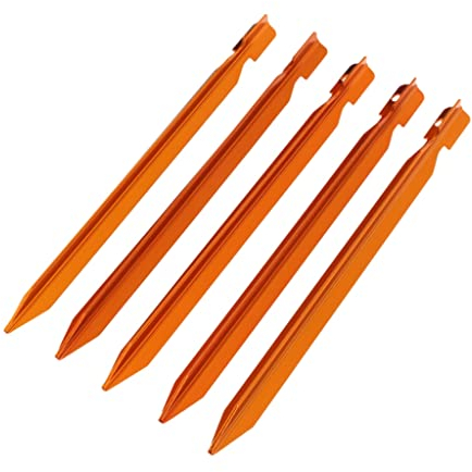 Xzeit Camping Zeltheringe, Zeltheringe, Zeltheringe 5 Stück Aluminium Zeltheringe Metall Camping Zelt Baldachin Heringe lang ultraleicht (Farbe: Orange)
