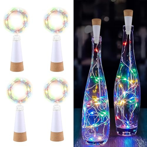 Esoes LED Flaschenlichter, USB betrieben Wiederaufladbar, 2 m 20 LED Lichterkette Sternenhimmel Zum DIY Weihnachten Halloween Partys Hochzeit Geburtstag (Mehrfarben - 4pcs)