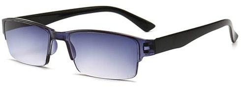 Lanomi Rechteck UV Schutz Lesebrille Halbrahmen Damen Herren Leichte Lesehilfe Kunststoff Sehhilfe Braun Schwarz Getönte Sonnen Leser Schwarz 1.5