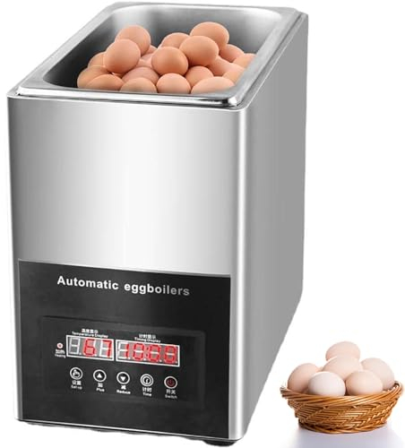 XoTiq Cuociuova Commerciale, Cuociuova da 800 W, Cuociuova Professionale di Grande capacità, Macchina per Uova Mezze Sode Caldaie Automatiche per Uova 50 Uova, Cuociuova in Acciaio Inossidabile