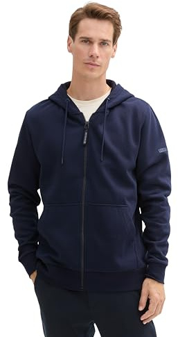 Tom Tailor Herren Hoodie Sweatjacke mit Kängurutasche, 10668 - Sky Captain Blue, M