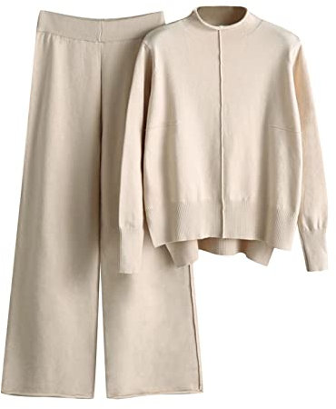 MJGkhiy Completo In Maglia Da Donna Calda Maniche Lunghe Felpa E Pantaloni Set Completo Tuta Autunno Invernale Comode Felpe Tuta Donna Da Casa Invernale Completa Curvy