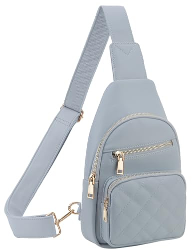 VX VONXURY Brusttasche Damen, Vegan Leder Bauchtasche Umhängetasche Klein, Sling Bag mit Breiten Gurten für Outdoorsport Reisen Arbeiten Einkaufen