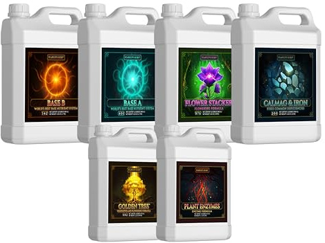 Humboldts Secret Starter Kit Pack XL | Indoor and Outdoor Plant Fertilizer and Hydroponic Nutrients | Base A & B, CalMag and Iron, Golden Tree, Flower Stacker, Plant Enzymes | Complete Garden System