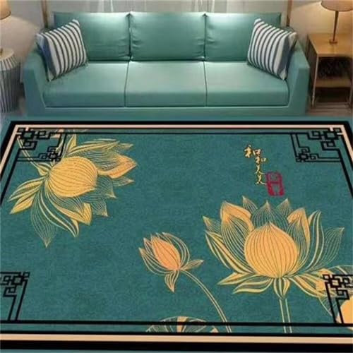 Kunsen 120X200CM Teppich Läufer Waschbar Wohnzimmerdekoration im pastoralen Stil, kurzer Flor, pflegeleicht und rutschfest Teppich Kind Blau Flickenteppich Küchen Teppiche